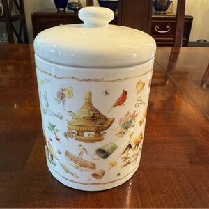 Hallmark Marjolein Bastin Natures Sketchbook Canister Cookie Storage 6.5" Jar